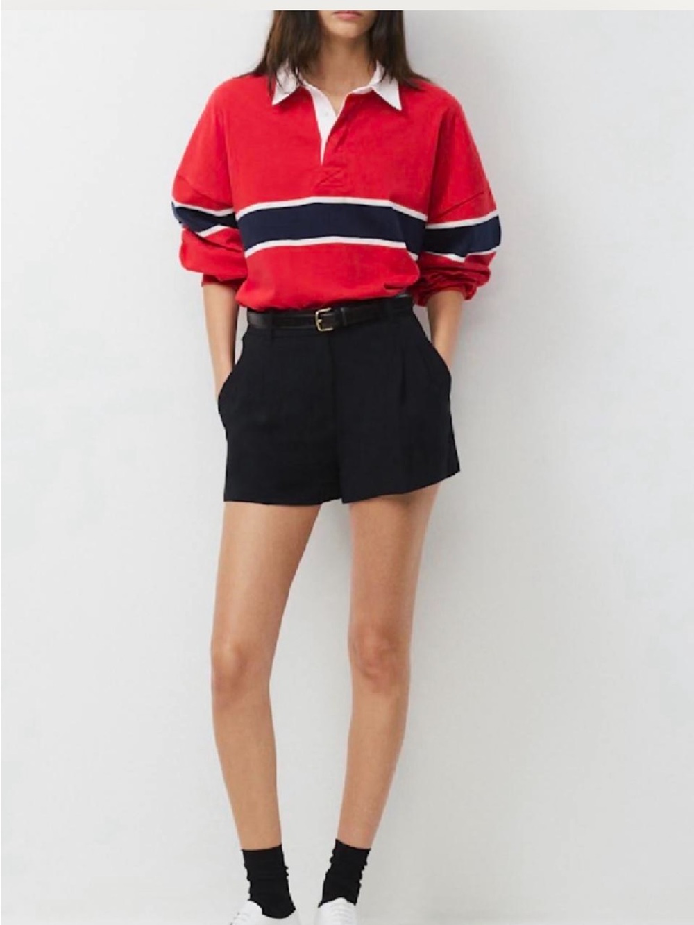 Aritzia Black High-Waist Tailored Shorts